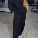 Aria Ensemble Loungewear Femme – Tenue Confortable avec Détails Strass & Coupe Relaxed