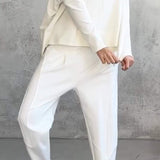 Emilie Ensemble Femme – Tenue à Col Rond en Spandex Confortable et Élégante au Style Moderne