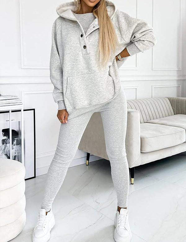 Leslie Ensemble Loungewear Femme – Set Hoodie & Legging Confort en Coton Mélangé
