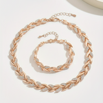 Julia, parure collier et bracelet à motif chevrons - vue d'ensemble
