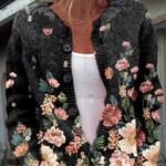 Karine - Cardigan noir à motif floral - vue d'ensemble
