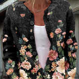 Karine - Cardigan noir à motif floral - vue d'ensemble