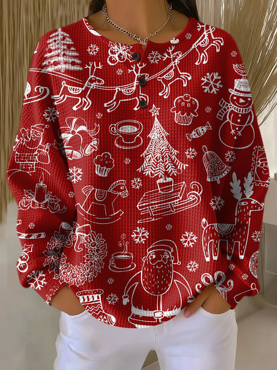Karla - Pull de Noël rouge à motifs blancs - vue d'ensemble