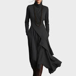 Teresa : robe maxi asymétrique en maille à col roulé, vue détaillée