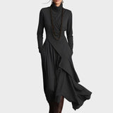 Teresa : robe maxi asymétrique en maille à col roulé, vue détaillée