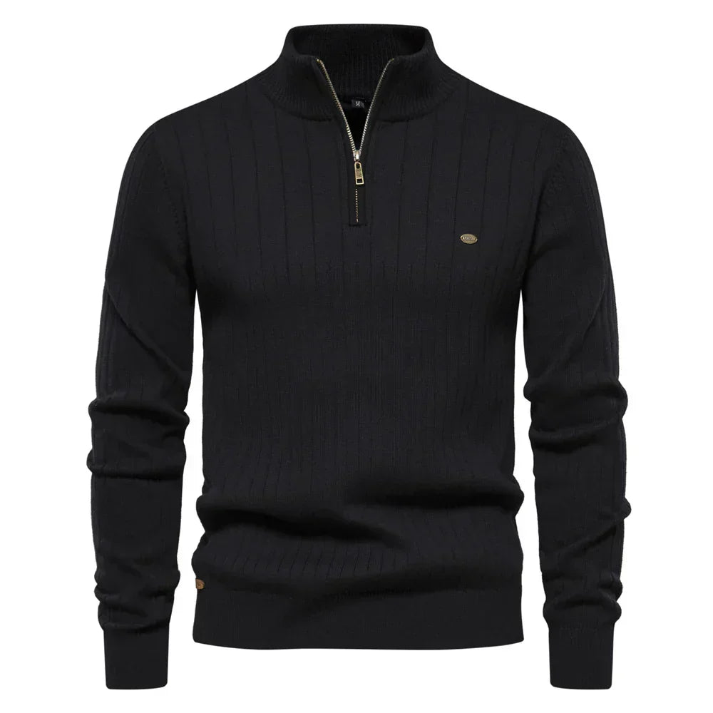 Zayne Pull Homme Half-Zip – Coupe Regular en Coton Mélangé Luxe