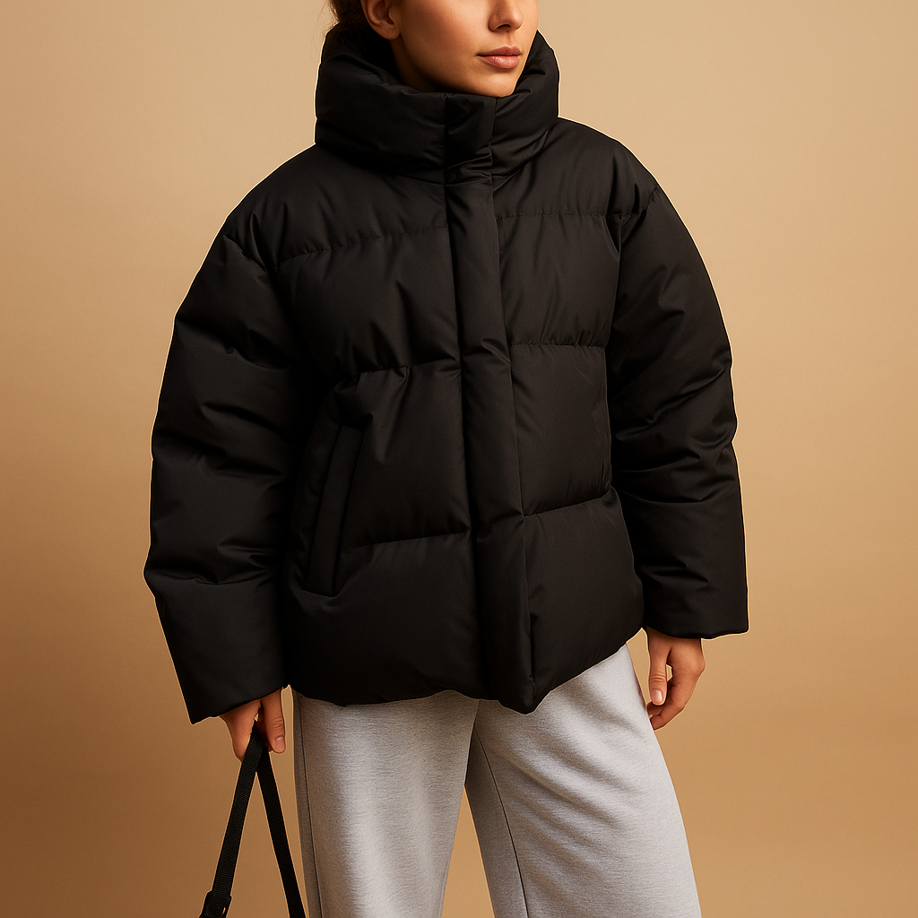 Delaney Veste d’Hiver Matelassée Femme – Manteau Oversize Déperlant avec Capuche & Fermeture Éclair