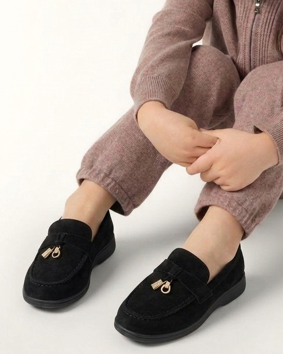 Lison - Mocassins enfant tout noirs