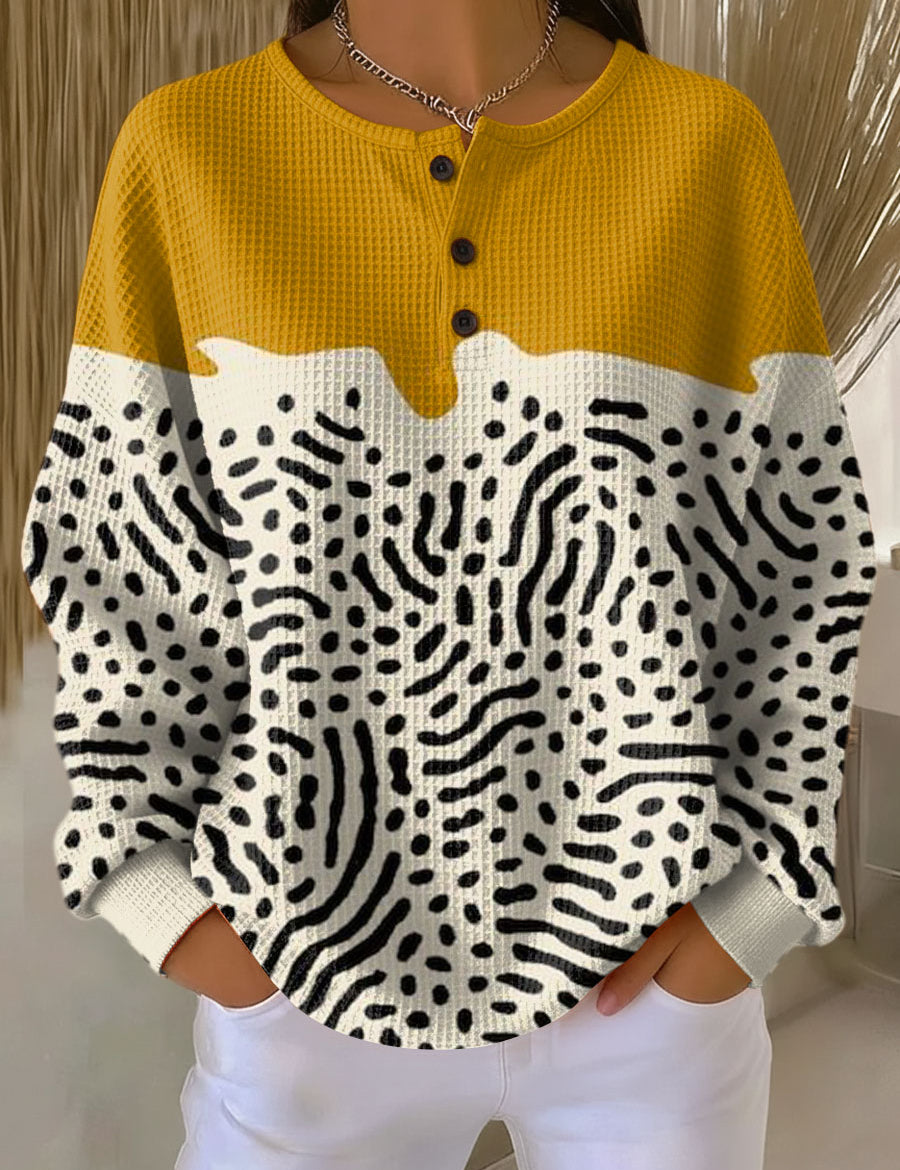 Liv - Pull jaune moutarde à pois - vue d'ensemble