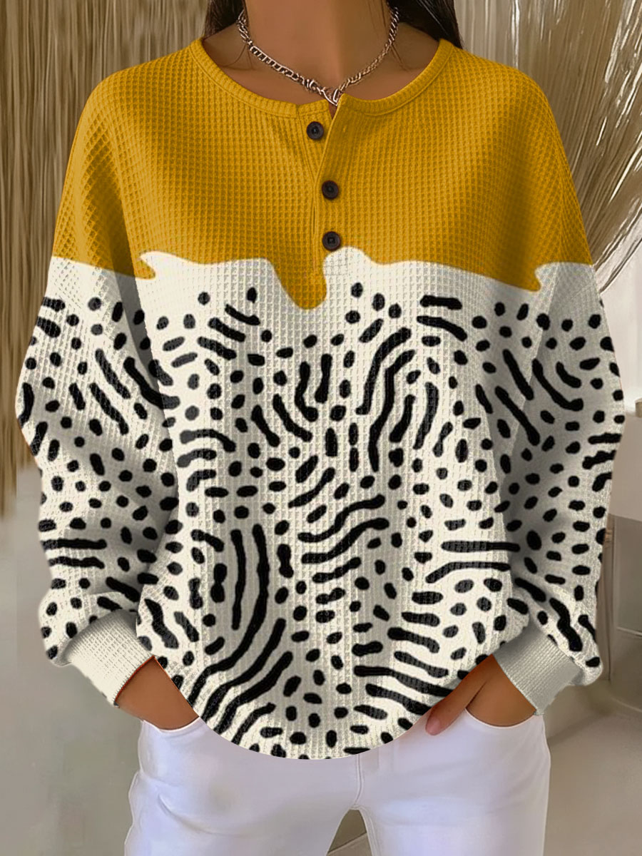 Liv - Pull jaune moutarde à pois - vue d'ensemble