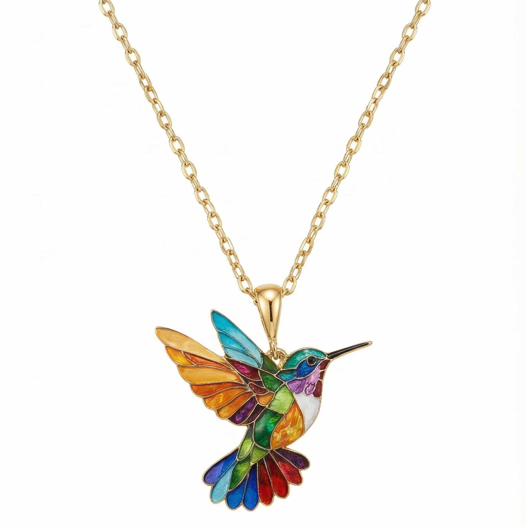 Lola, collier à pendentif colibri coloré - vue d'ensemble