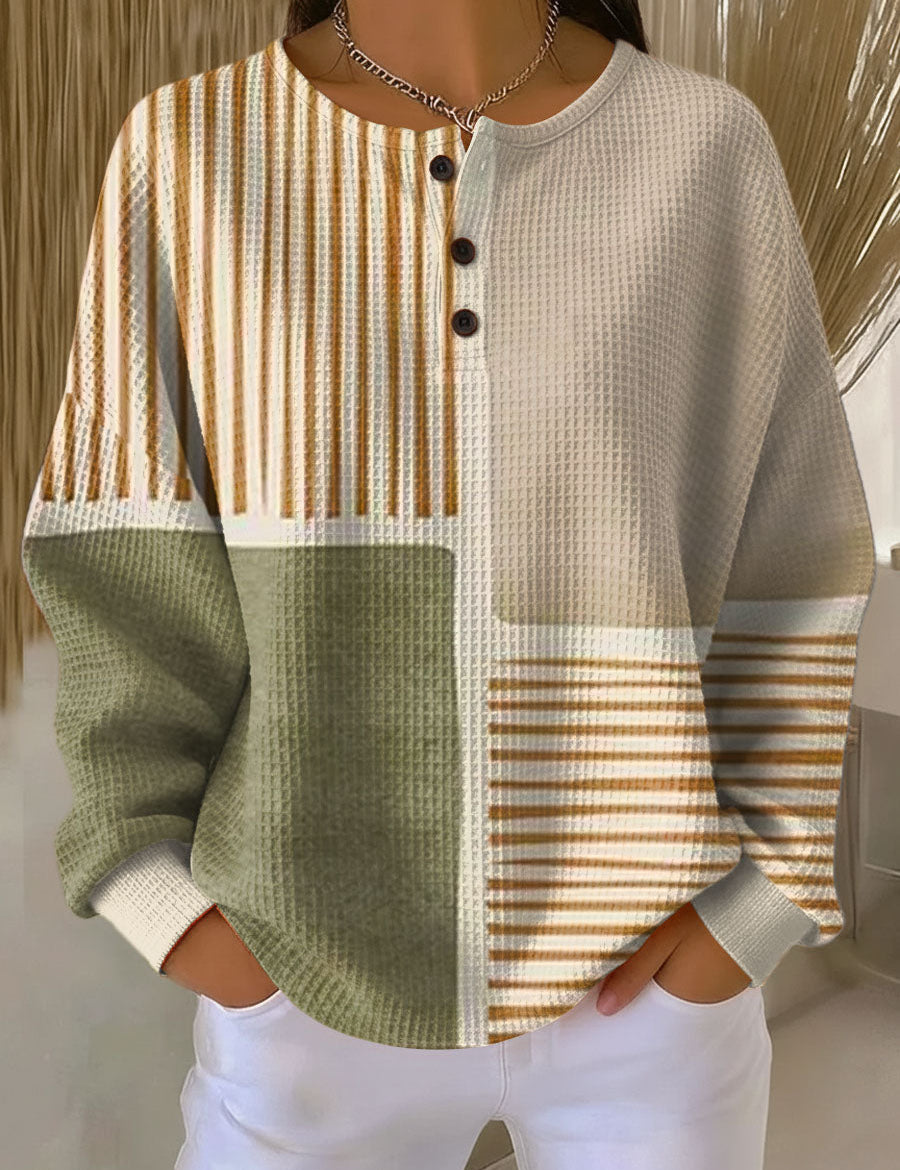Luna - Pull patchwork vert et jaune moutarde - vue d'ensemble