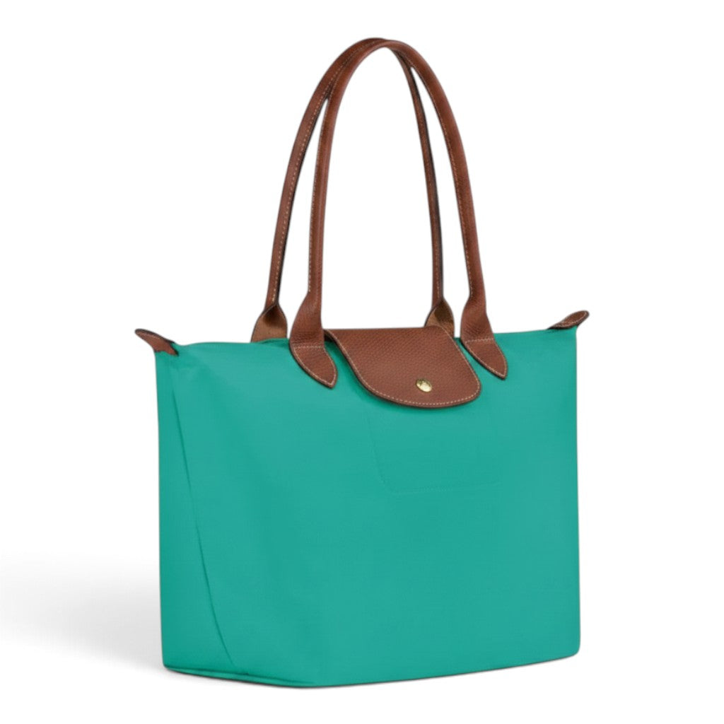Oriane - Grand cabas pliable en turquoise - vue rapprochée