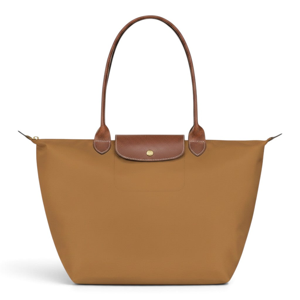 Sandrine - Grand cabas pliable en cuir cognac - vue d'ensemble