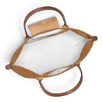 Sandrine - Grand cabas pliable en cuir cognac - détail du tissu