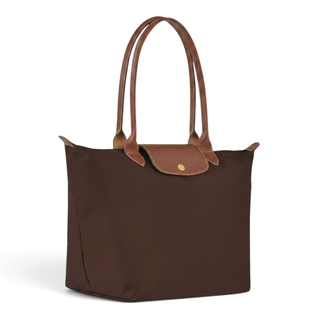 Suzanne - Grand cabas pliable en marron foncé - vue rapprochée