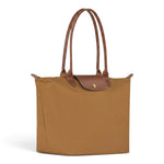 Sandrine - Grand cabas pliable en cuir cognac - vue rapprochée