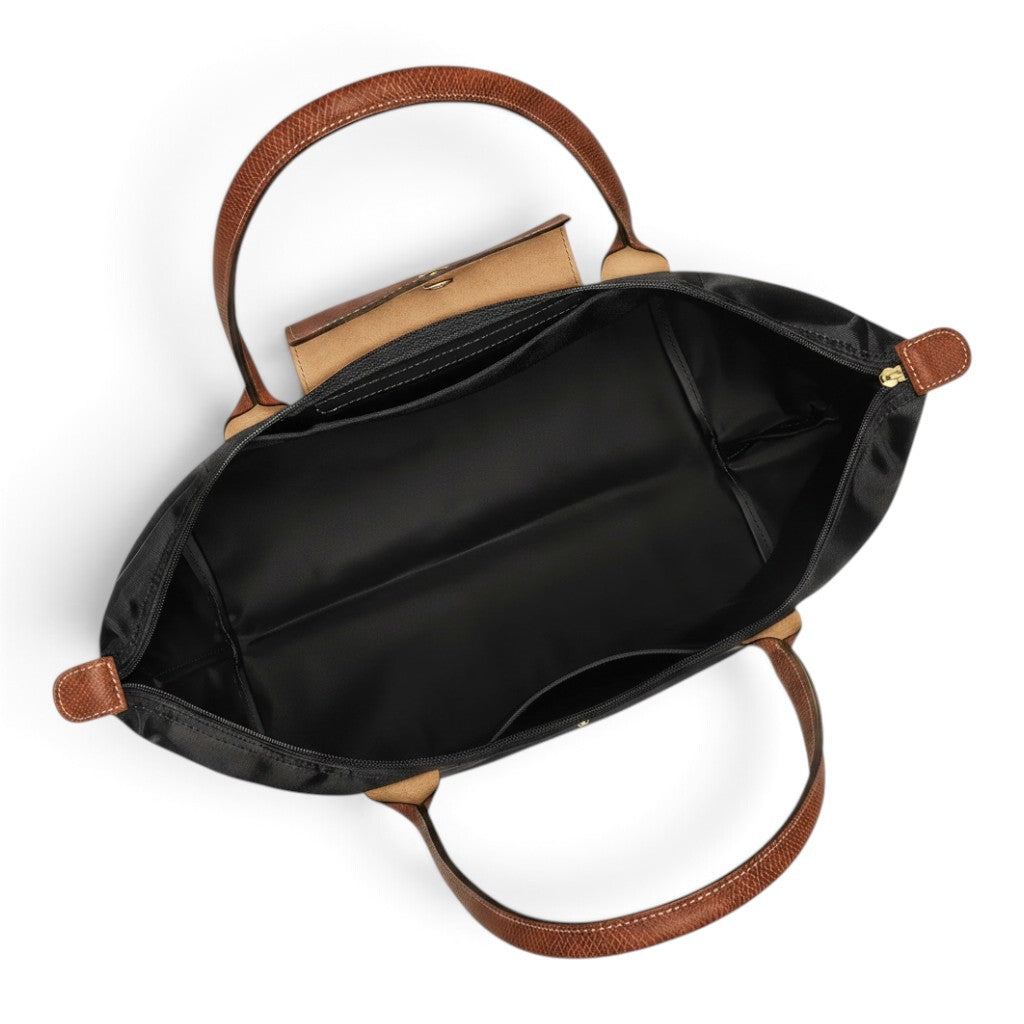 Sylvette - Grand cabas pliable en noir - détail du tissu