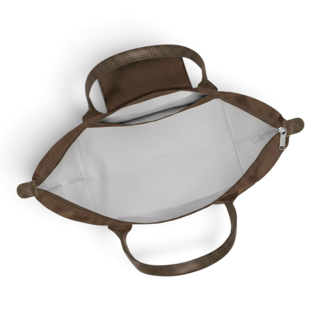 Sylviane - Grand cabas pliable en taupe - détail du tissu