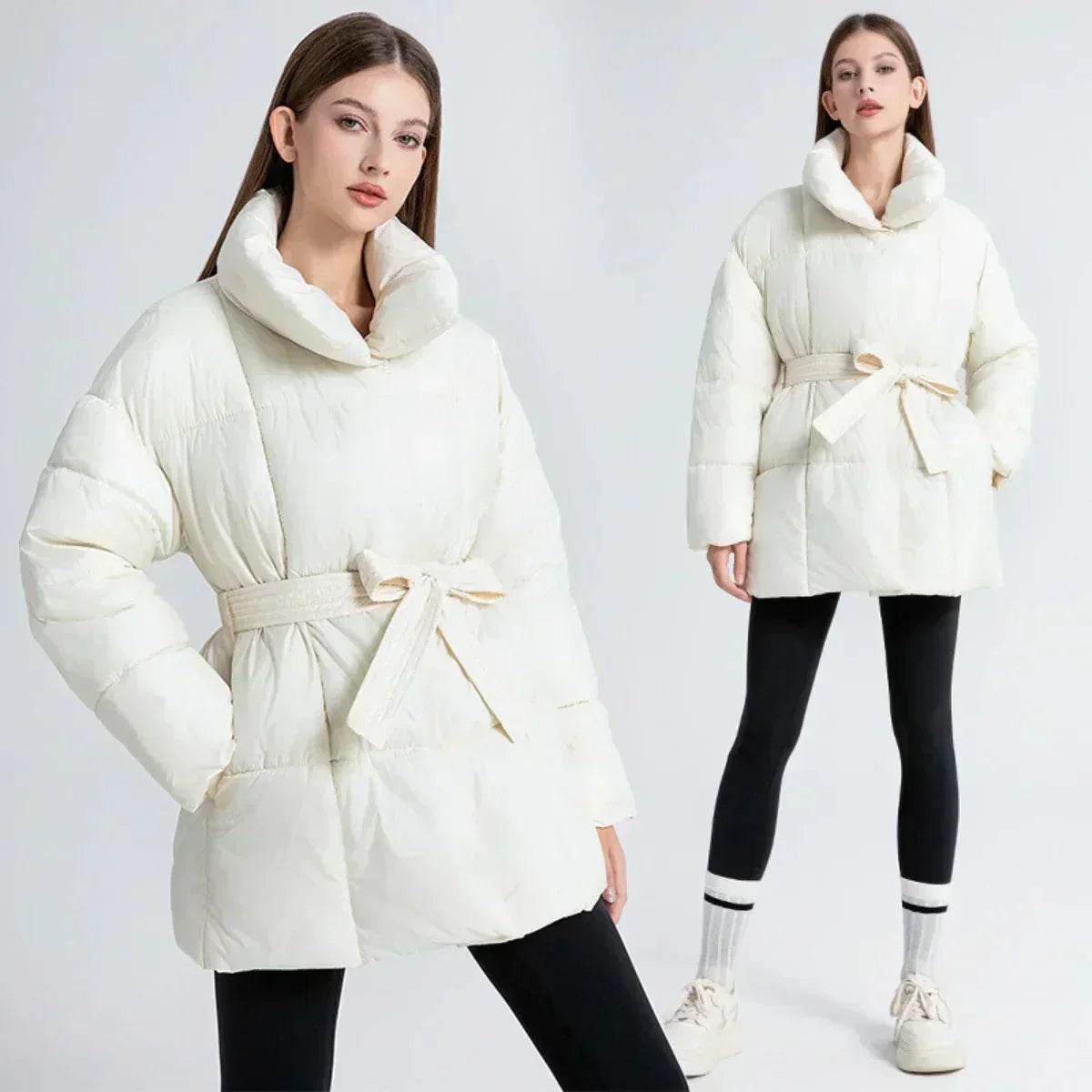 Marga Manteau Femme Hiver – Ceinturé Élégant, Col Raffiné & Chaleur Confort