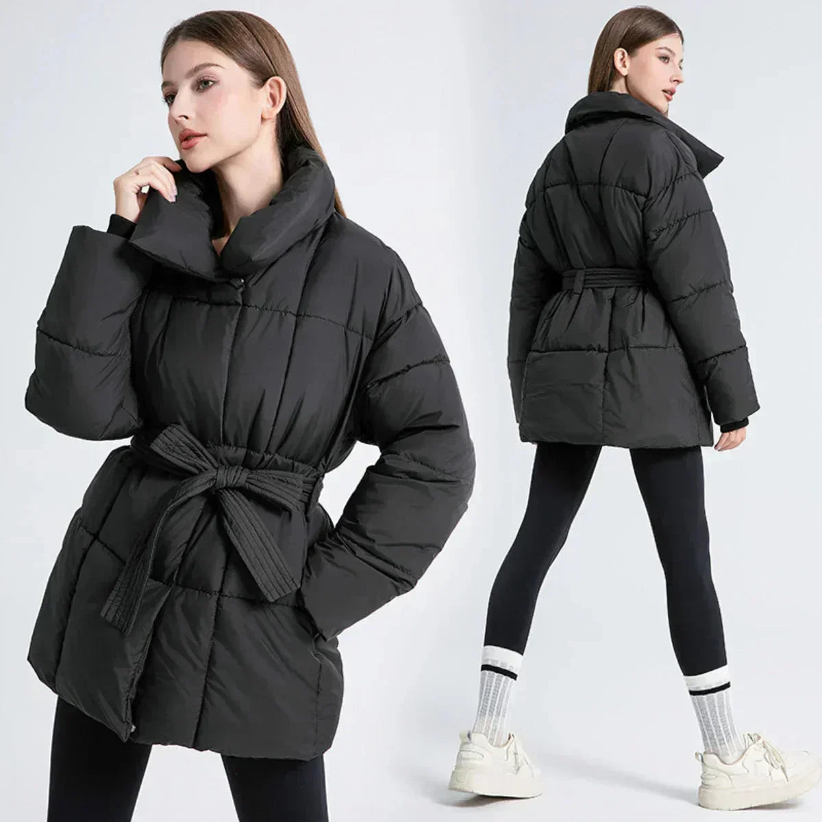 Marga Manteau Femme Hiver – Ceinturé Élégant, Col Raffiné & Chaleur Confort