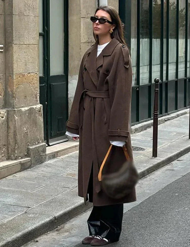 Jane Manteau Mi Long Femme – Ceinturé Élégant, Doublure Douce & Style Intemporel