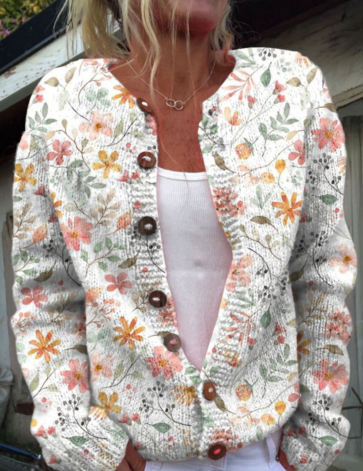 Margot - Cardigan à motif floral aquarelle - vue d'ensemble