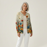 Martine - Cardigan à fleurs sauvages colorées - vue de face