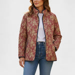 Mélanie - Veste matelassée brune à motif ornemental - vue d'ensemble