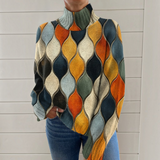 Alizée - Pull à col roulé à motif de gouttes rétro