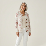 Monique - Cardigan crème à petites roses - vue de face