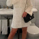 Gloria Robe de Soirée Femme – Robe Pailletée Élégante avec Coupe Ajustée & Détail Nœud