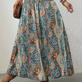 Serenity Jupe Maxi Femme – Jupe Longue Bohème à Coupe Évasée avec Imprimé Nomade
