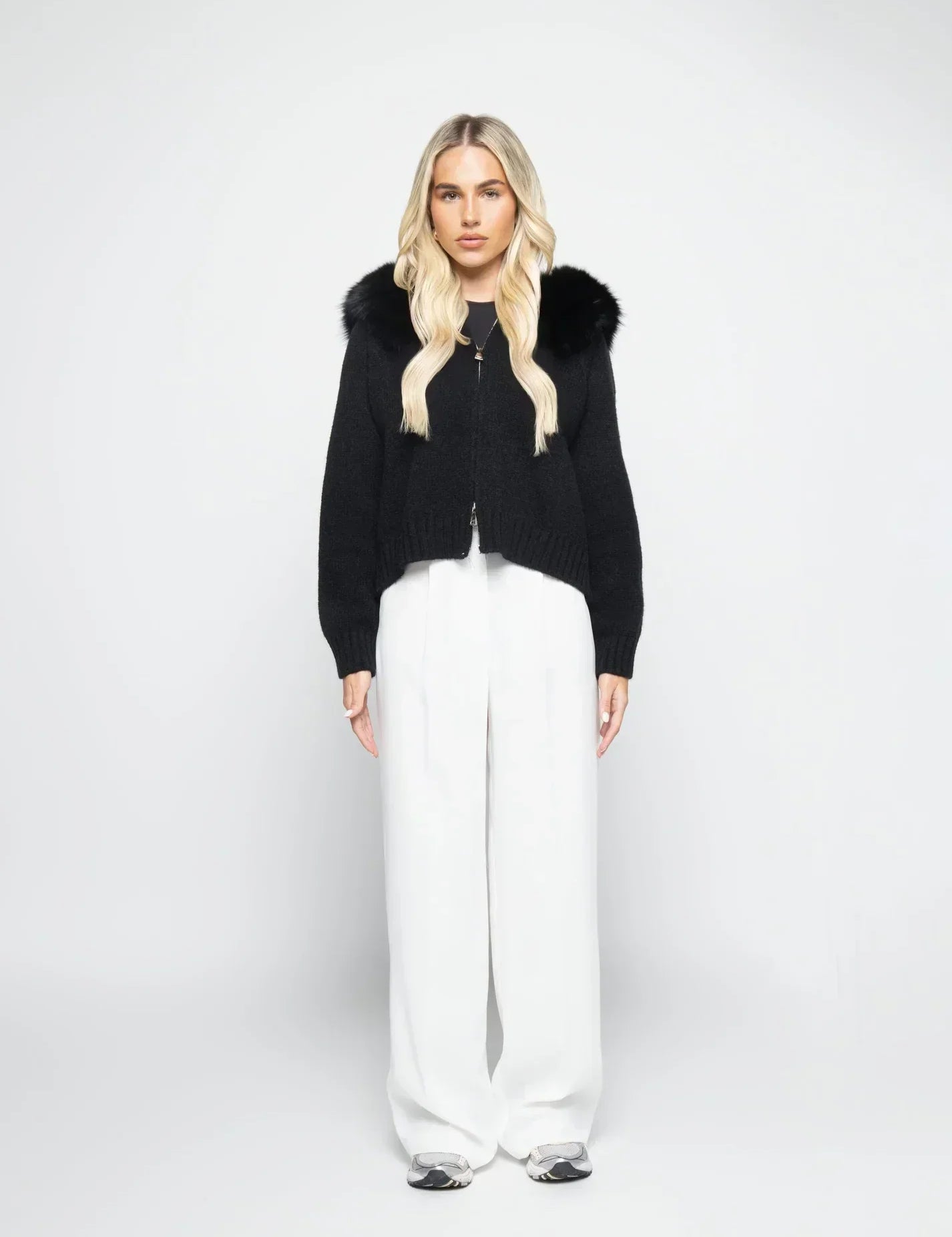 Janelle Veste Femme – Veste en Laine Élégante avec Capuche Doublée de Fourrure