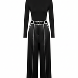 Nolia™ | Haut à col montant à manches longues blanc avec pantalon large et ceinture