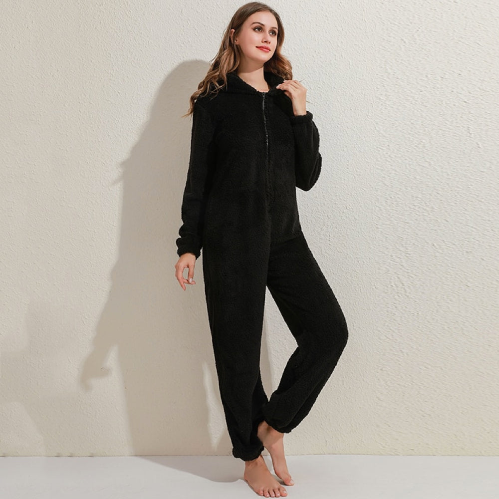 Ellie Combinaison Fleece Femme – Onesie Douce et Chaude avec Capuche & Fermeture Zippée