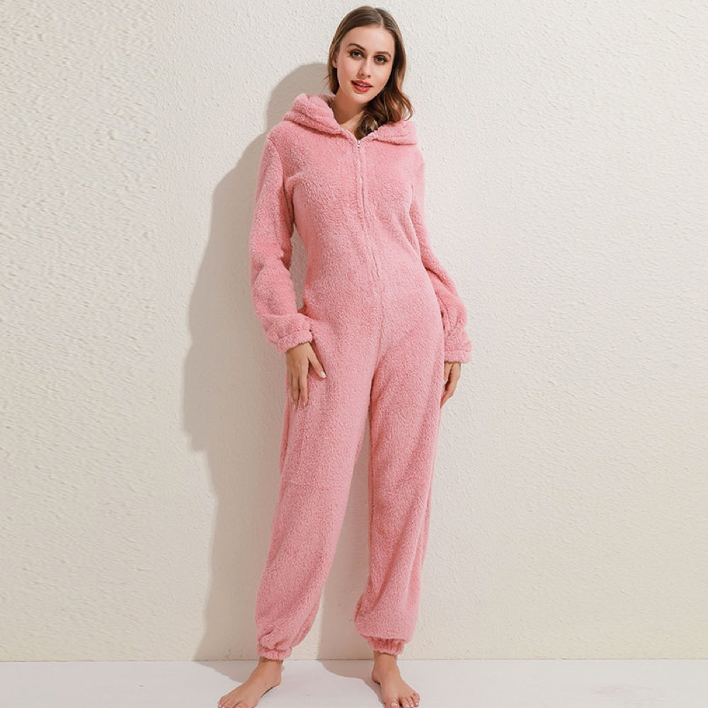 Ellie Combinaison Fleece Femme – Onesie Douce et Chaude avec Capuche & Fermeture Zippée