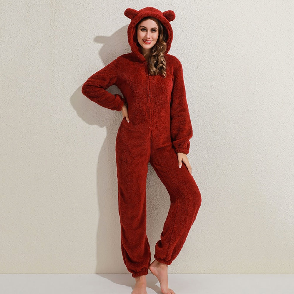 Ellie Combinaison Fleece Femme – Onesie Douce et Chaude avec Capuche & Fermeture Zippée
