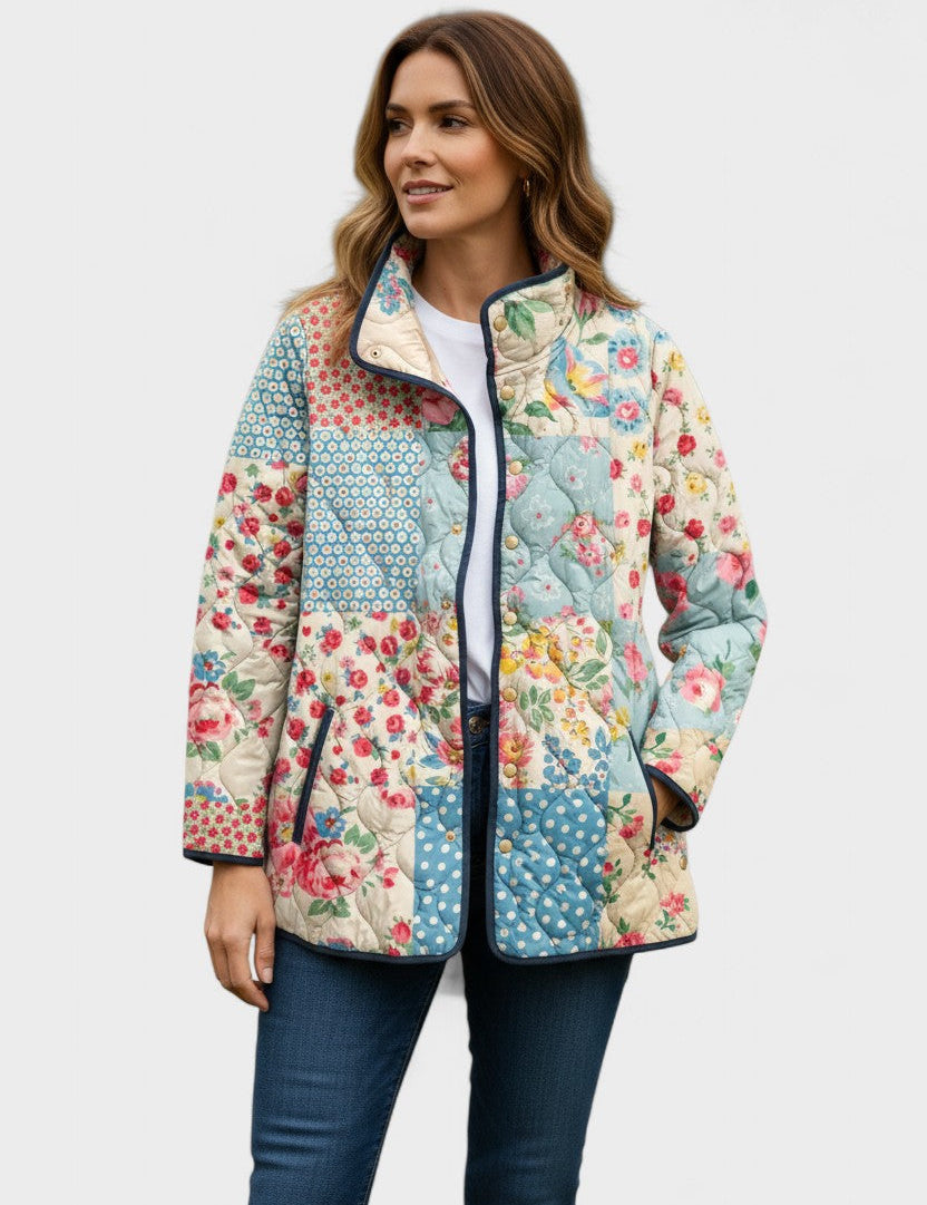 Ophélie - Veste matelassée patchwork à motifs floraux - vue d'ensemble