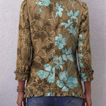Eulalie - Veste vintage florale à volants en dégradé bohème - vue rapprochée