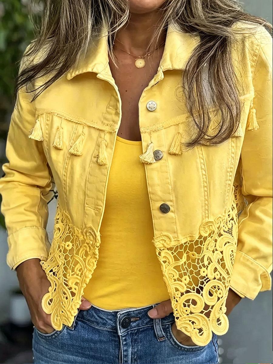 Alberte - Veste à franges et en dentelle - vue d'ensemble