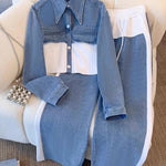 Albertine - Veste courte en blocs de couleur et ensemble de pantalons à jambes larges - autre angle
