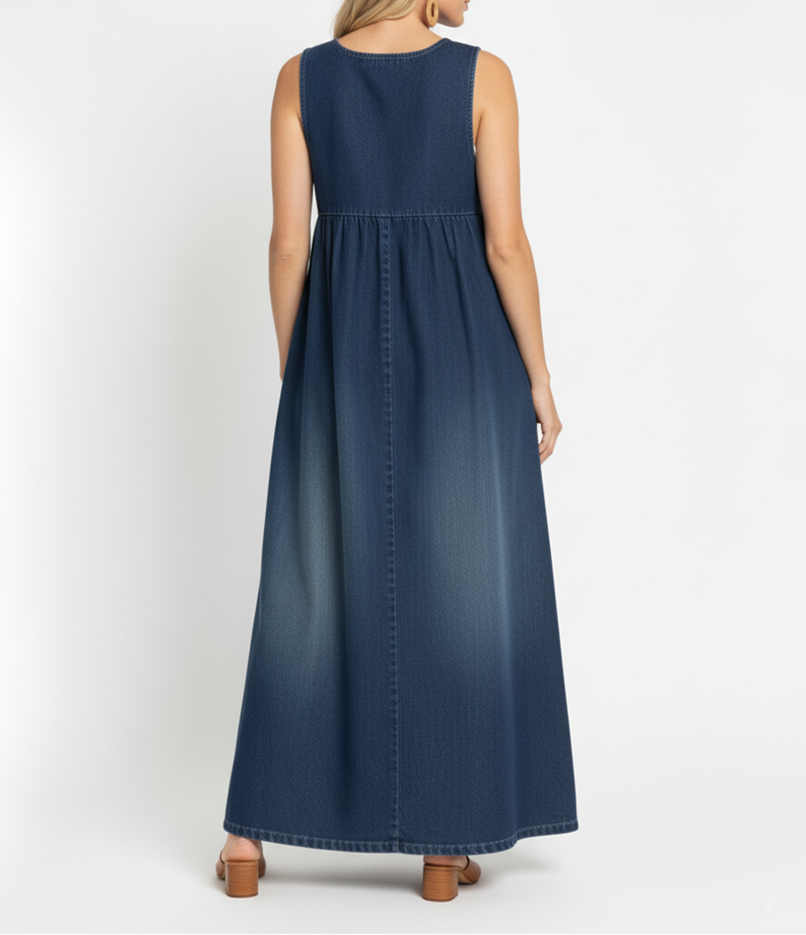 Karen - robe longue en denim lavé vintage pour femme - vue 5