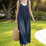 Karen - robe longue en denim lavé vintage pour femme - vue 7