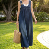 Karen - robe longue en denim lavé vintage pour femme - vue 7