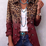 Marie-Claire - Veste blazer à volants léopard dégradé - autre angle