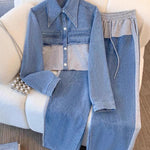 Albertine - Veste courte en blocs de couleur et ensemble de pantalons à jambes larges - autre vue