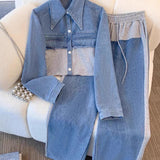 Albertine - Veste courte en blocs de couleur et ensemble de pantalons à jambes larges - autre vue