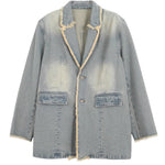 Armande - Blazer surdimensionné de style vintage avec bords bruts - détail du tissu