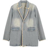 Armande - Blazer surdimensionné de style vintage avec bords bruts - détail du tissu